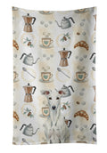 White Greyhound Coffee Bar Kitchen Towel Velour Plush Front and Cotton Loop Back Machine Washable
