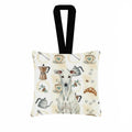 White Greyhound Coffee Bar Hanging Square Fabric Ornament 3.5 � 3.5 Decorative Door-Knob & Tree Hanger, Soft Fabric