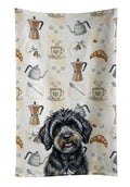 Black Havanese Coffee Bar Kitchen Towel Velour Plush Front and Cotton Loop Back Machine Washable