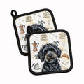 Black Havanese Coffee Bar Pot Holder Set of 2 Heat Resistant Quilted Hot Pads 7.5 x 7.5 Inch, Insulated Kitchen Trivets for Cooking & Baking