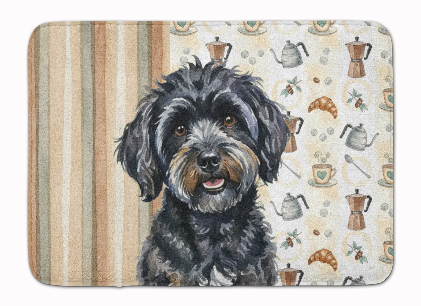 Black Havanese Coffee Bar Memory Foam Kitchen Mat Machine Washable Anti-Fatigue Cushion Comfort Bath or Kitchen Rug
