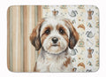 Parti-color Havanese Coffee Bar Memory Foam Kitchen Mat Machine Washable Anti-Fatigue Cushion Comfort Bath or Kitchen Rug