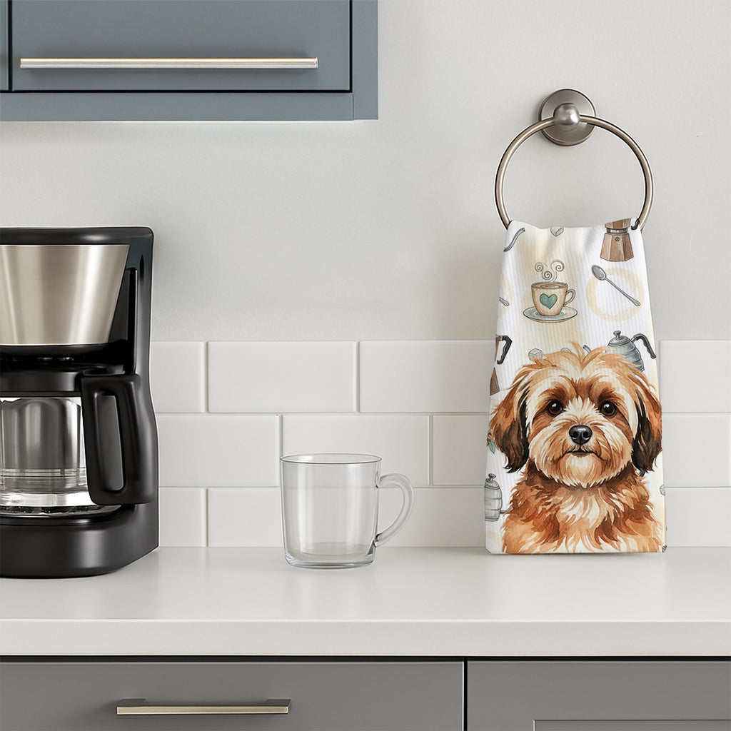 Sable Havanese Coffee Bar Kitchen Towel Velour Plush Front and Cotton Loop Back Machine Washable
