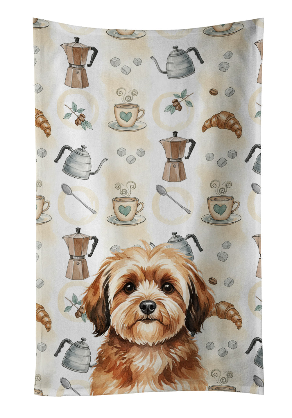 Sable Havanese Coffee Bar Kitchen Towel Velour Plush Front and Cotton Loop Back Machine Washable