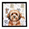 Sable Havanese Coffee Bar Framed Metal Print Bathroom, Kitchen, Office, Home Decor Wall Art Ready to Hang, Square, 8X8