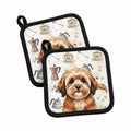 Sable Havanese Coffee Bar Pot Holder Set of 2 Heat Resistant Quilted Hot Pads 7.5 x 7.5 Inch, Insulated Kitchen Trivets for Cooking & Baking