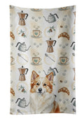 Tan Icelandic Sheepdog Coffee Bar Kitchen Towel Velour Plush Front and Cotton Loop Back Machine Washable