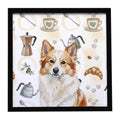 Tan Icelandic Sheepdog Coffee Bar Framed Metal Print Bathroom, Kitchen, Office, Home Decor Wall Art Ready to Hang, Square, 8X8