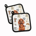 Irish Setter Coffee Bar Pot Holder Set of 2 Heat Resistant Quilted Hot Pads 7.5 x 7.5 Inch, Insulated Kitchen Trivets for Cooking & Baking