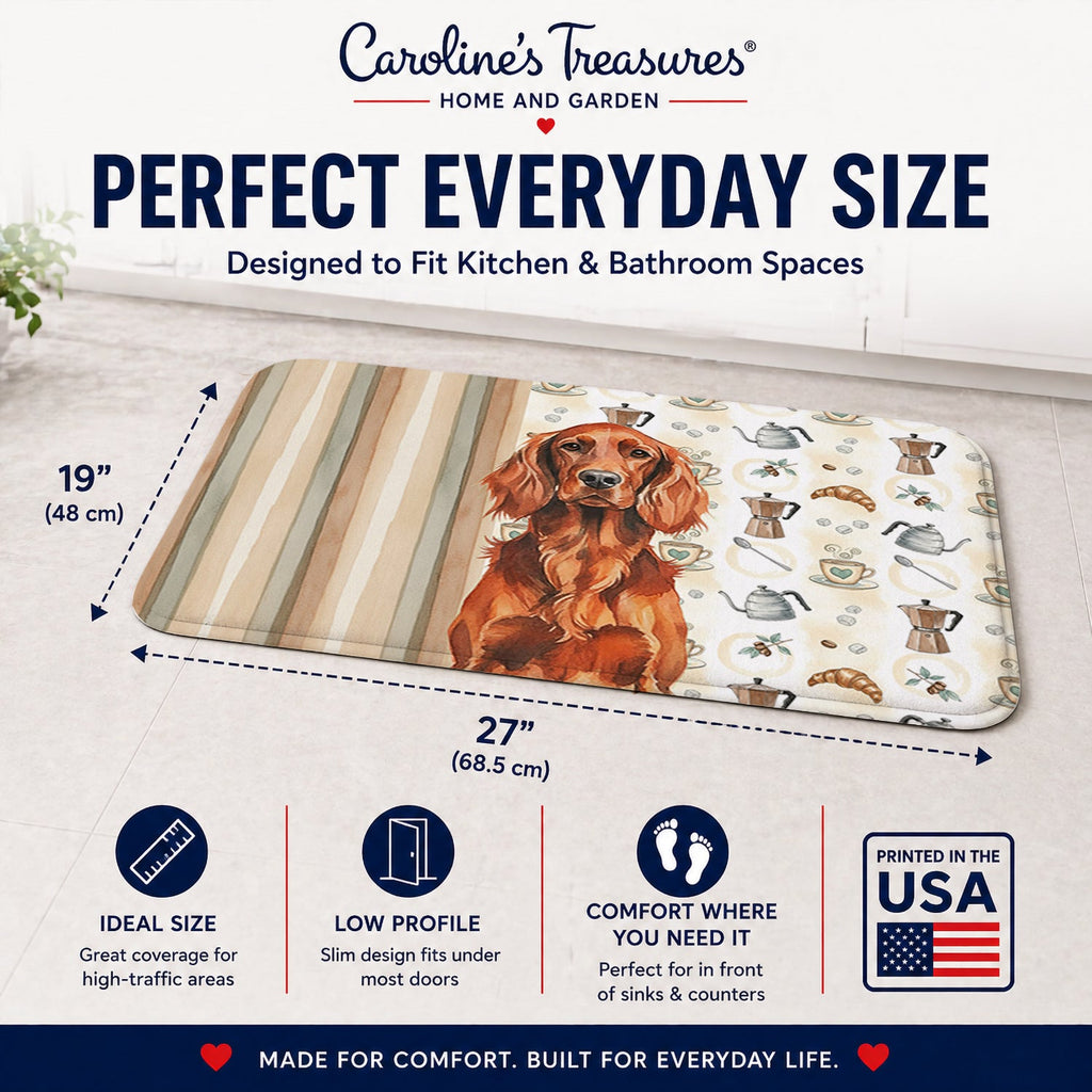 Irish Setter Coffee Bar Memory Foam Kitchen Mat Machine Washable Anti-Fatigue Cushion Comfort Bath or Kitchen Rug