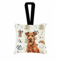 Irish Terrier Coffee Bar Hanging Square Fabric Ornament 3.5 � 3.5 Decorative Door-Knob & Tree Hanger, Soft Fabric