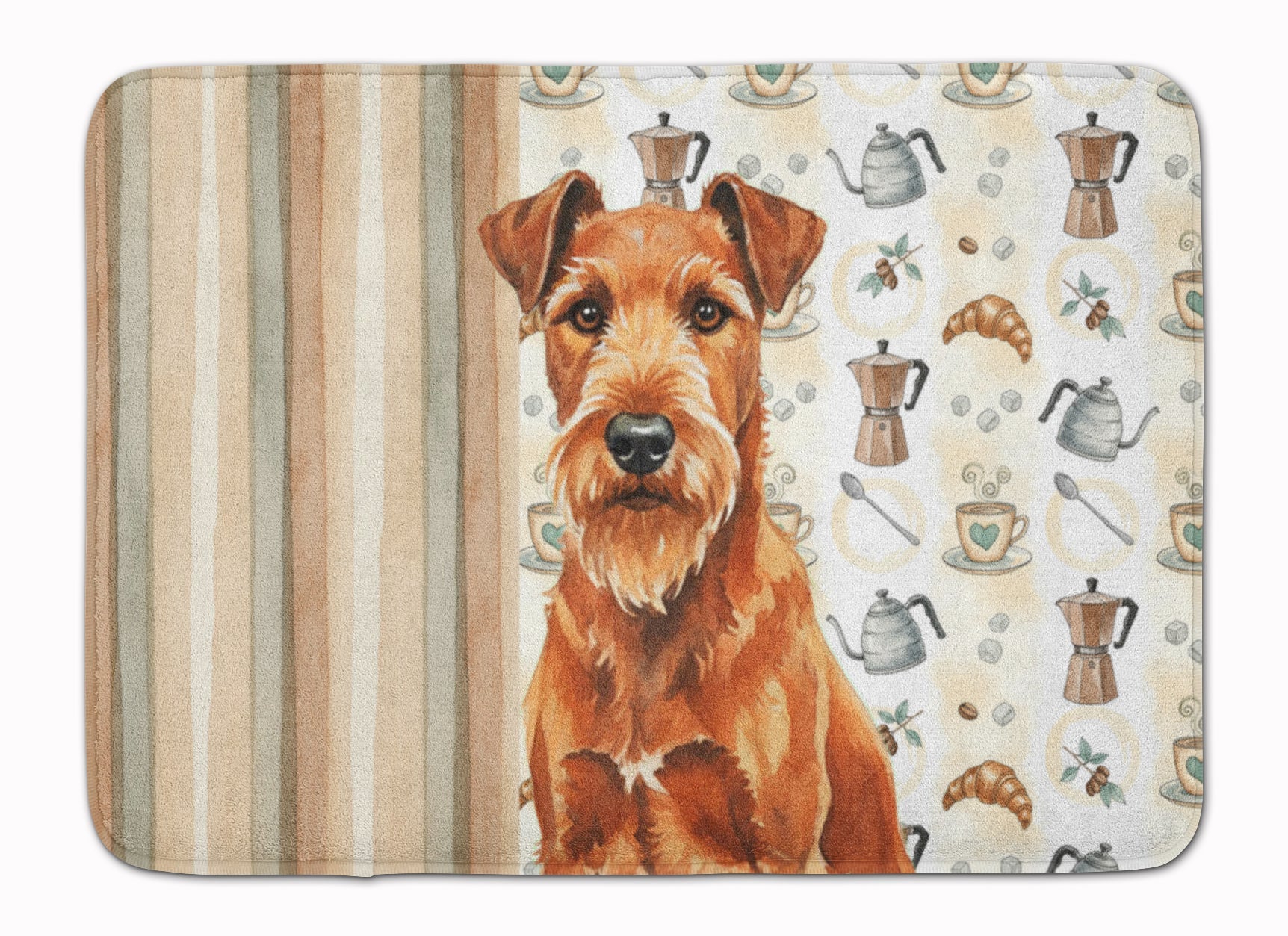 Irish Terrier Coffee Bar Memory Foam Kitchen Mat Machine Washable Anti-Fatigue Cushion Comfort Bath or Kitchen Rug