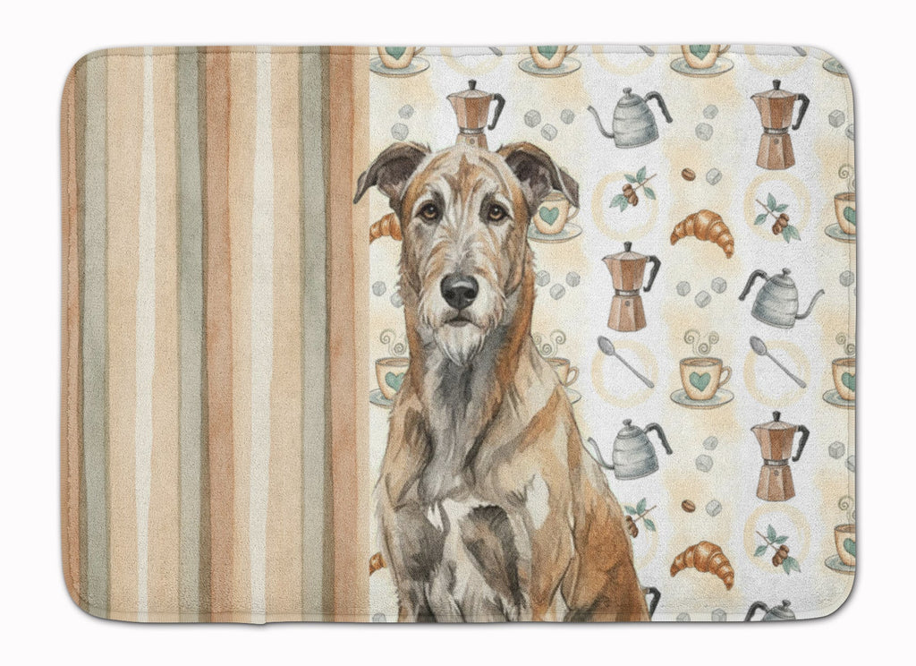 Brindle Irish Wolfhound Coffee Bar Memory Foam Kitchen Mat Machine Washable Anti-Fatigue Cushion Comfort Bath or Kitchen Rug