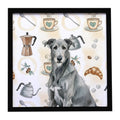 Gray Irish Wolfhound Coffee Bar Framed Metal Print Bathroom, Kitchen, Office, Home Decor Wall Art Ready to Hang, Square, 8X8