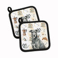 Gray Irish Wolfhound Coffee Bar Pot Holder Set of 2 Heat Resistant Quilted Hot Pads 7.5 x 7.5 Inch, Insulated Kitchen Trivets for Cooking & Baking