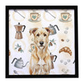Wheaten Irish Wolfhound Coffee Bar Framed Metal Print Bathroom, Kitchen, Office, Home Decor Wall Art Ready to Hang, Square, 8X8