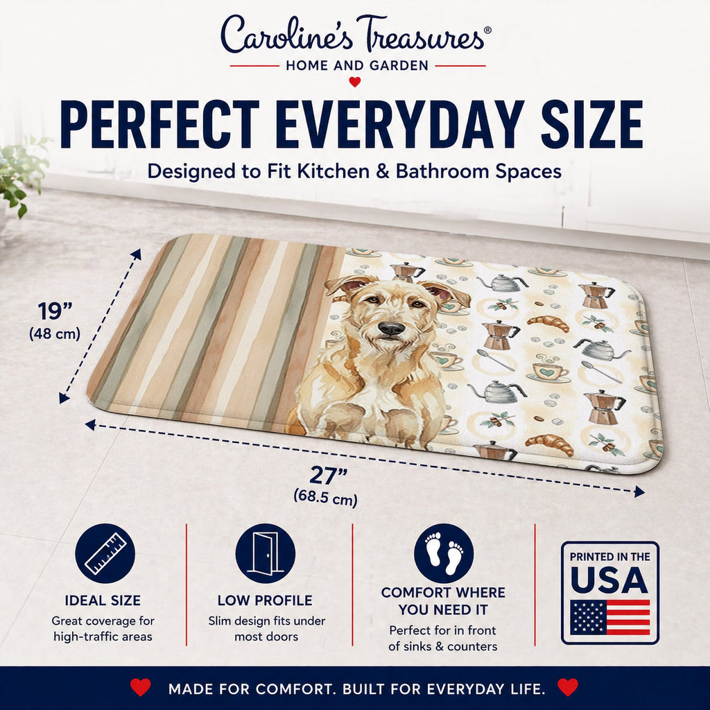 Wheaten Irish Wolfhound Coffee Bar Memory Foam Kitchen Mat Machine Washable Anti-Fatigue Cushion Comfort Bath or Kitchen Rug