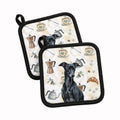 Black Italian Greyhound Coffee Bar Pot Holder Set of 2 Heat Resistant Quilted Hot Pads 7.5 x 7.5 Inch, Insulated Kitchen Trivets for Cooking & Baking