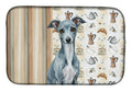 Blue Italian Greyhound Coffee Bar Dish Drying Mat Absorbent Dish Drying Mat Pad for Kitchen Counter Dish Drainer Mat for Countertop, 14 x 21", Multicolor