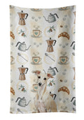 Cream Italian Greyhound Coffee Bar Kitchen Towel Velour Plush Front and Cotton Loop Back Machine Washable