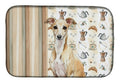 Fawn Italian Greyhound Coffee Bar Dish Drying Mat Absorbent Dish Drying Mat Pad for Kitchen Counter Dish Drainer Mat for Countertop, 14 x 21", Multicolor
