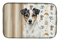 White and Black Jack Russell Terrier Coffee Bar Dish Drying Mat Absorbent Dish Drying Mat Pad for Kitchen Counter Dish Drainer Mat for Countertop, 14 x 21", Multicolor