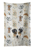 White and Black Jack Russell Terrier Coffee Bar Kitchen Towel Velour Plush Front and Cotton Loop Back Machine Washable