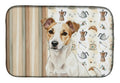 White and Tan Jack Russell Terrier Coffee Bar Dish Drying Mat Absorbent Dish Drying Mat Pad for Kitchen Counter Dish Drainer Mat for Countertop, 14 x 21", Multicolor
