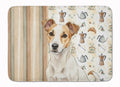 White and Tan Jack Russell Terrier Coffee Bar Memory Foam Kitchen Mat Machine Washable Anti-Fatigue Cushion Comfort Bath or Kitchen Rug