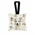 White Jack Russell Terrier Coffee Bar Hanging Square Fabric Ornament 3.5 � 3.5 Decorative Door-Knob & Tree Hanger, Soft Fabric