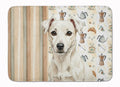 White Jack Russell Terrier Coffee Bar Memory Foam Kitchen Mat Machine Washable Anti-Fatigue Cushion Comfort Bath or Kitchen Rug