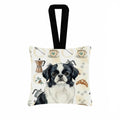 Black and White Japanese Chin Coffee Bar Hanging Square Fabric Ornament 3.5 � 3.5 Decorative Door-Knob & Tree Hanger, Soft Fabric