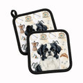 Black and White Japanese Chin Coffee Bar Pot Holder Set of 2 Heat Resistant Quilted Hot Pads 7.5 x 7.5 Inch, Insulated Kitchen Trivets for Cooking & Baking