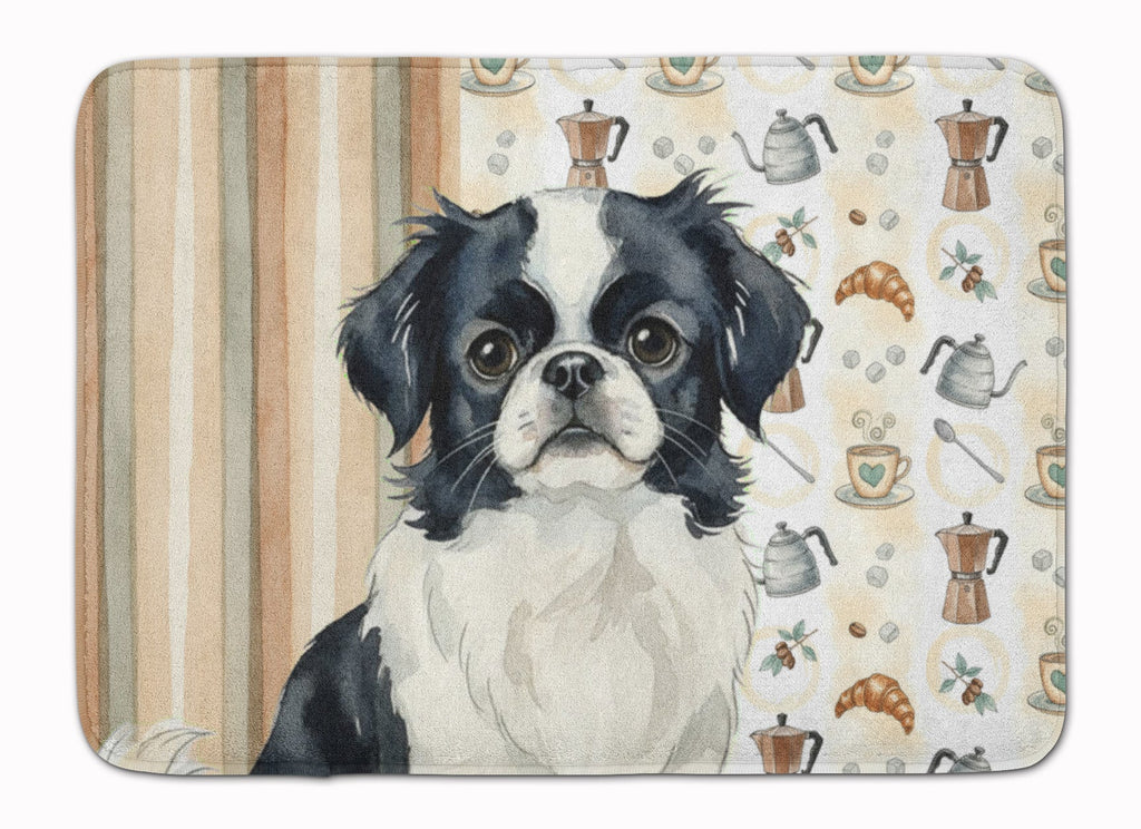 Black and White Japanese Chin Coffee Bar Memory Foam Kitchen Mat Machine Washable Anti-Fatigue Cushion Comfort Bath or Kitchen Rug