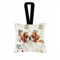 Red and White Japanese Chin Coffee Bar Hanging Square Fabric Ornament 3.5 � 3.5 Decorative Door-Knob & Tree Hanger, Soft Fabric