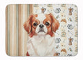 Red and White Japanese Chin Coffee Bar Memory Foam Kitchen Mat Machine Washable Anti-Fatigue Cushion Comfort Bath or Kitchen Rug
