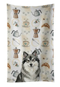 Keeshond Coffee Bar Kitchen Towel Velour Plush Front and Cotton Loop Back Machine Washable