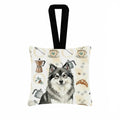 Keeshond Coffee Bar Hanging Square Fabric Ornament 3.5 � 3.5 Decorative Door-Knob & Tree Hanger, Soft Fabric