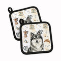 Keeshond Coffee Bar Pot Holder Set of 2 Heat Resistant Quilted Hot Pads 7.5 x 7.5 Inch, Insulated Kitchen Trivets for Cooking & Baking
