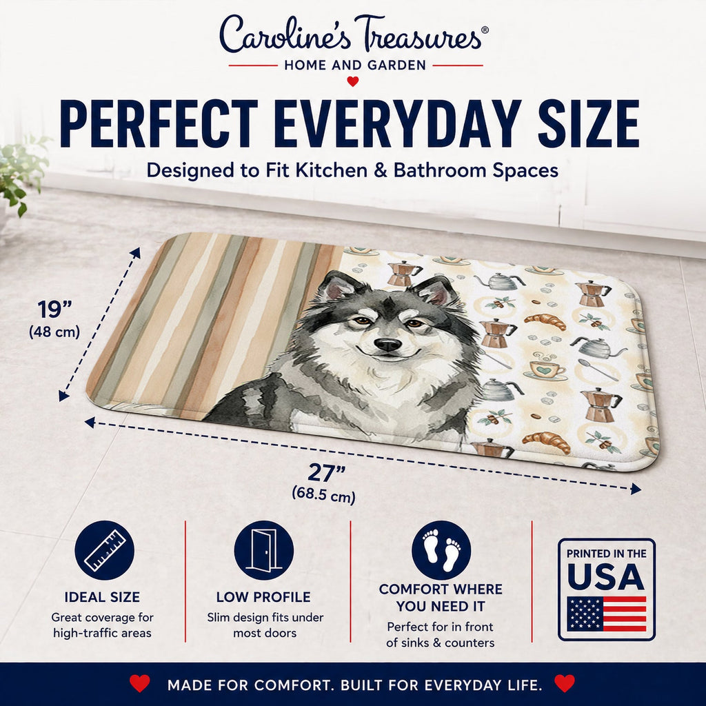 Keeshond Coffee Bar Memory Foam Kitchen Mat Machine Washable Anti-Fatigue Cushion Comfort Bath or Kitchen Rug