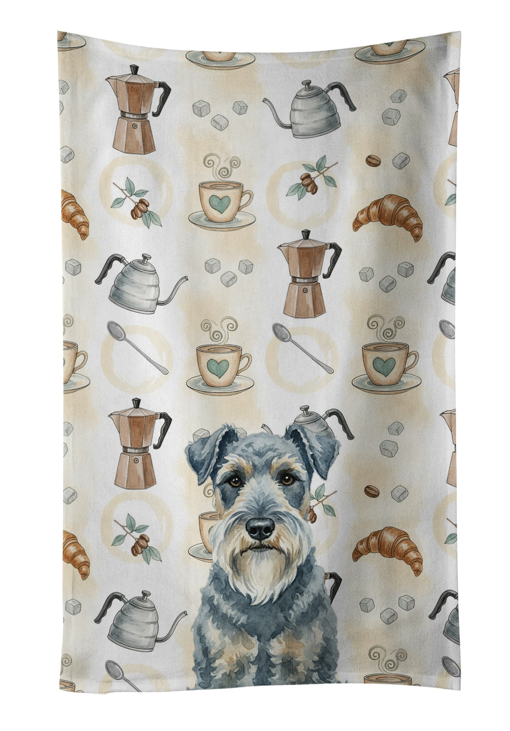 Kerry Blue Terrier Coffee Bar Kitchen Towel Velour Plush Front and Cotton Loop Back Machine Washable