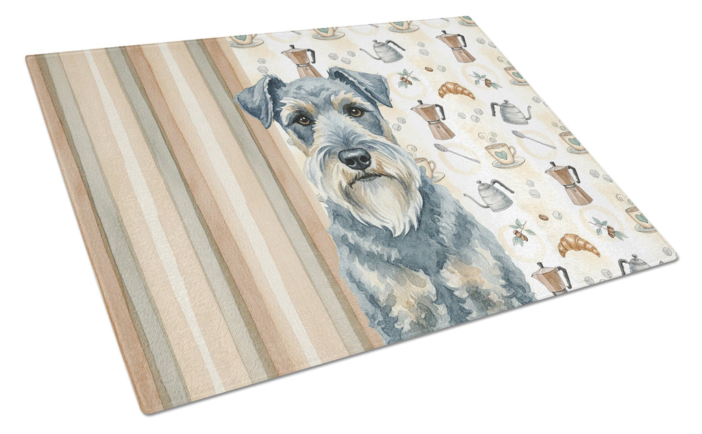 Kerry Blue Terrier Coffee Bar Cutting Board Tempered Glass Kitchen Cutting Surface, Heat Resistant Chopping, Non-Slip Feet, Food Prep & Serving