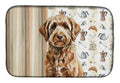 Chocolate Labradoodle Coffee Bar Dish Drying Mat Absorbent Dish Drying Mat Pad for Kitchen Counter Dish Drainer Mat for Countertop, 14 x 21", Multicolor