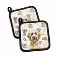 Labradoodle Coffee Bar Pot Holder Set of 2 Heat Resistant Quilted Hot Pads 7.5 x 7.5 Inch, Insulated Kitchen Trivets for Cooking & Baking