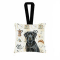 Black Labrador Retriever Coffee Bar Hanging Square Fabric Ornament 3.5 � 3.5 Decorative Door-Knob & Tree Hanger, Soft Fabric