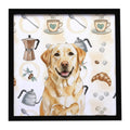 Yellow Labrador Retriever Coffee Bar Framed Metal Print Bathroom, Kitchen, Office, Home Decor Wall Art Ready to Hang, Square, 8X8