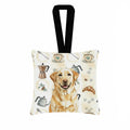 Yellow Labrador Retriever Coffee Bar Hanging Square Fabric Ornament 3.5 � 3.5 Decorative Door-Knob & Tree Hanger, Soft Fabric