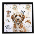 Lagotto Romagnolo Coffee Bar Framed Metal Print Bathroom, Kitchen, Office, Home Decor Wall Art Ready to Hang, Square, 8X8