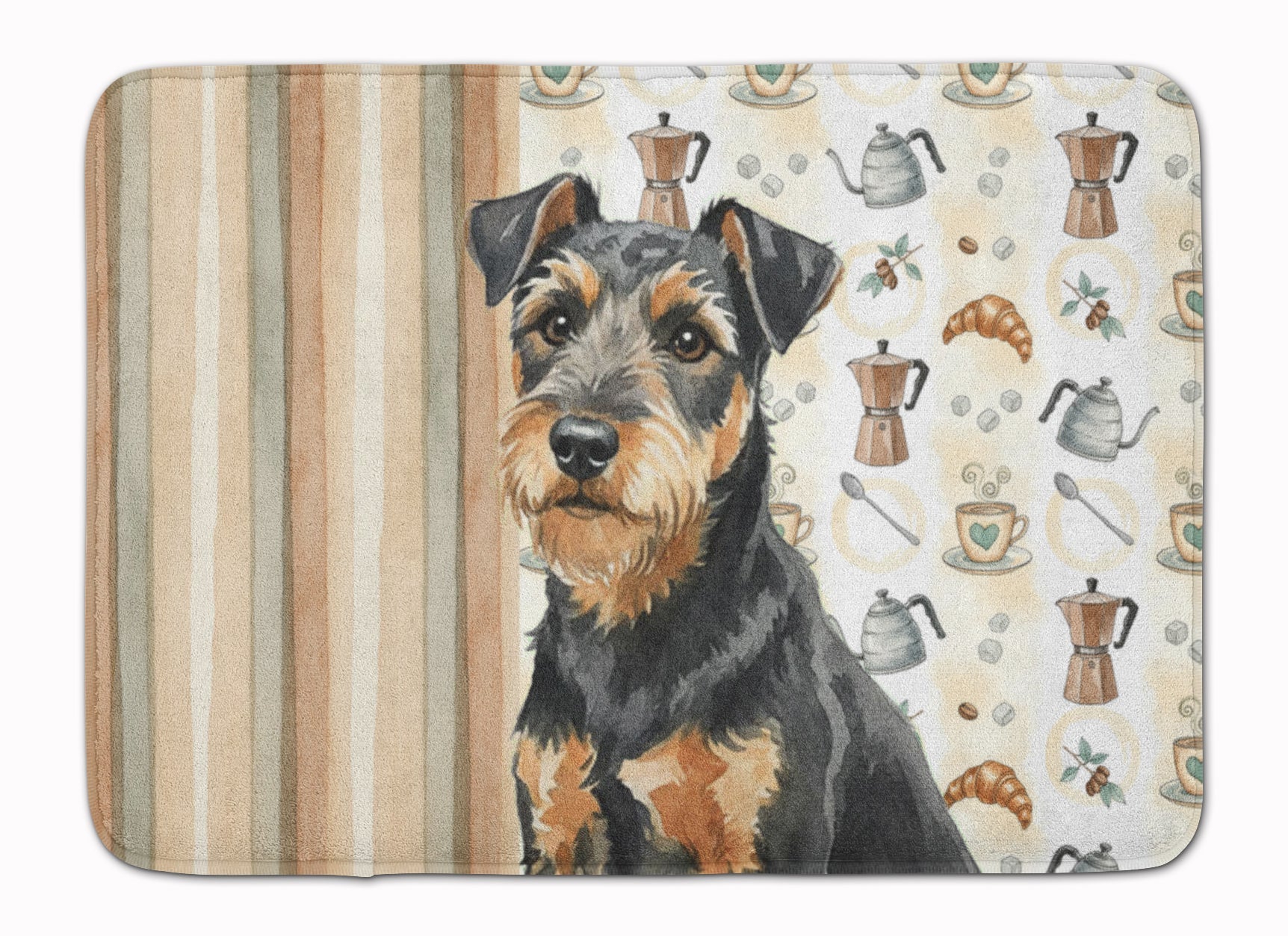 Black and Tan Lakeland Terrier Coffee Bar Memory Foam Kitchen Mat Machine Washable Anti-Fatigue Cushion Comfort Bath or Kitchen Rug