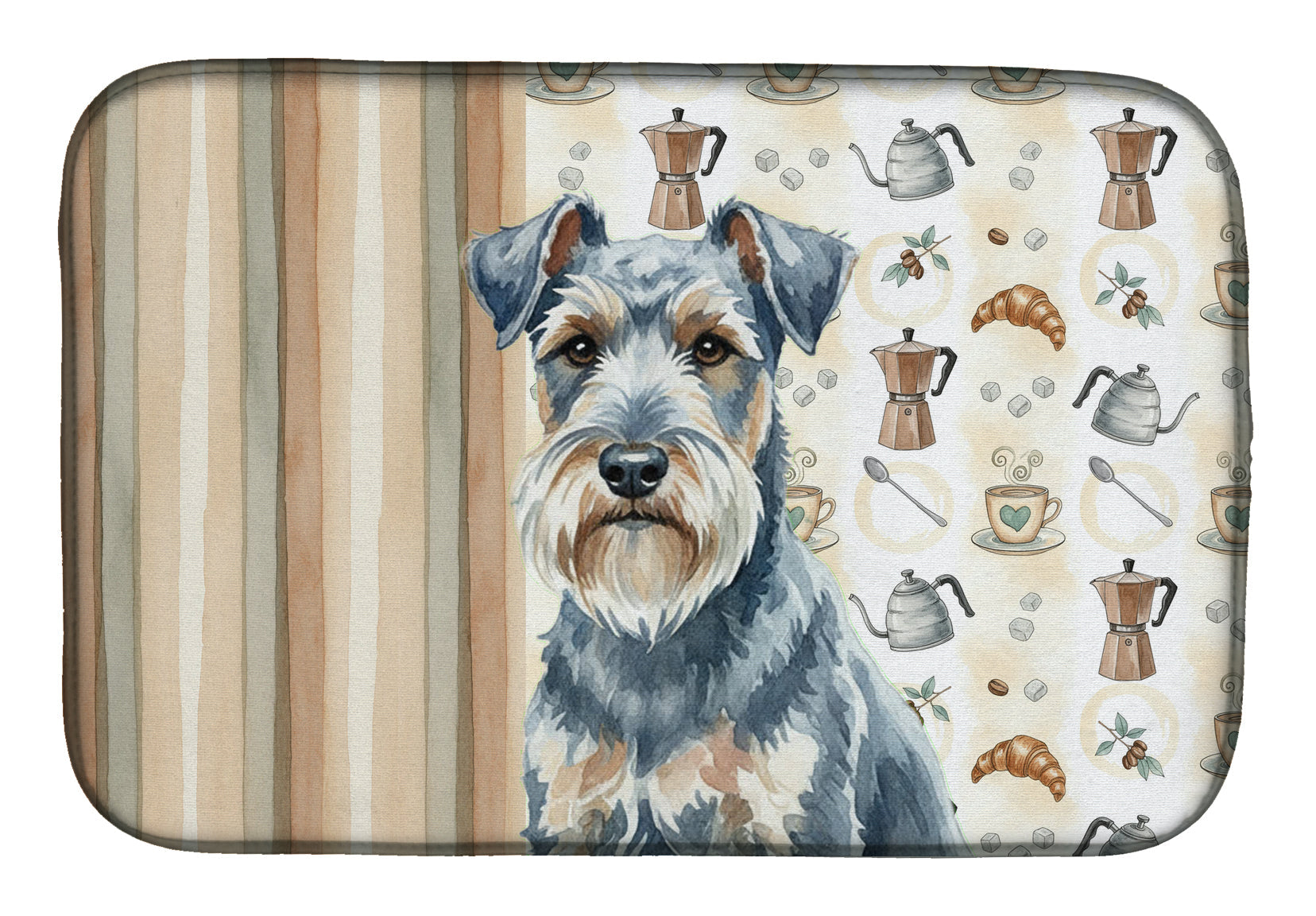 Blue Lakeland Terrier Coffee Bar Dish Drying Mat Absorbent Dish Drying Mat Pad for Kitchen Counter Dish Drainer Mat for Countertop, 14 x 21", Multicolor